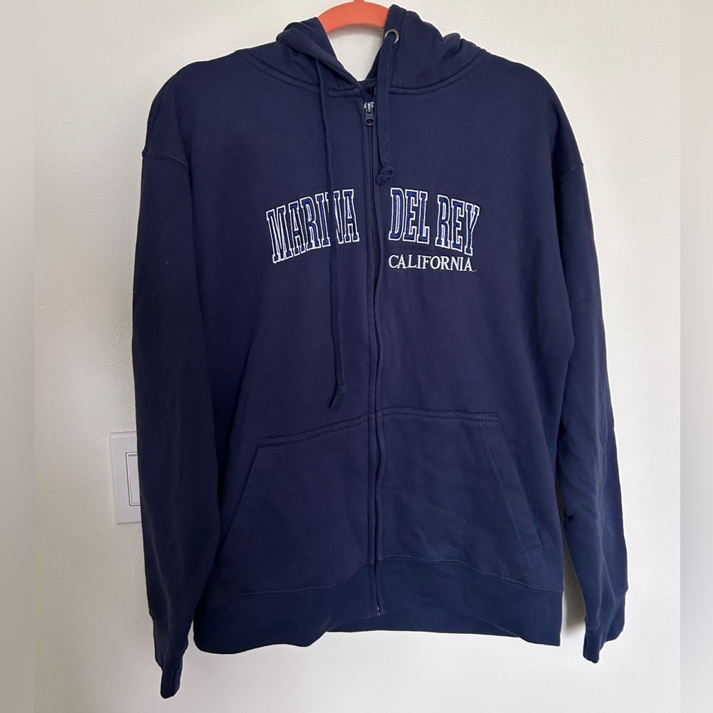 Vintage Marina Del Rey California Zip Up Hoodie Sz Large EUC Súper Soft